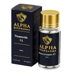 Finasteride van Alpha BioPharma voorzijde links
