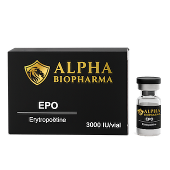Front view of the EPO packaging by Alpha BioPharma with the logo and product name clearly visible.