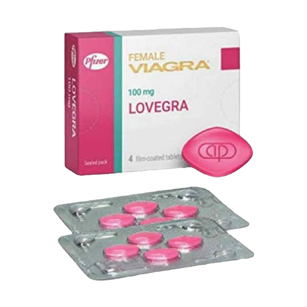 Doosje Lovegra met 2 losse strips en 1 tablet, middel voor seksuele stimulatie bij vrouwen